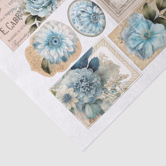 Set der wunderschönen Blauen Blüte Ephemera Seidenpapier (Ausschnitt)