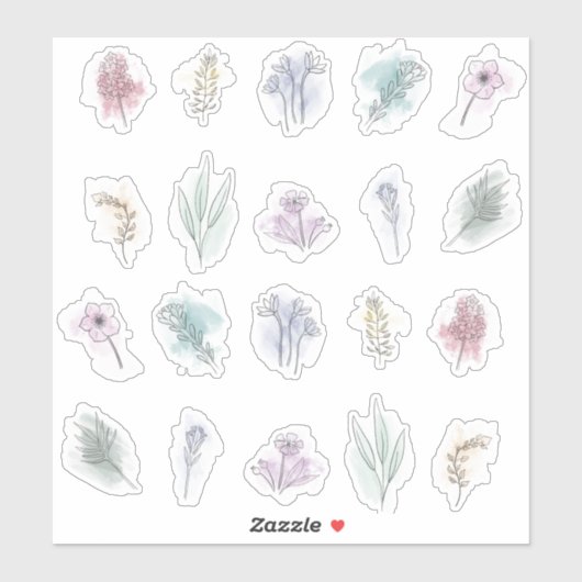 Set des Aufklebers für Aquarellbouquets Aufkleber (Blatt)