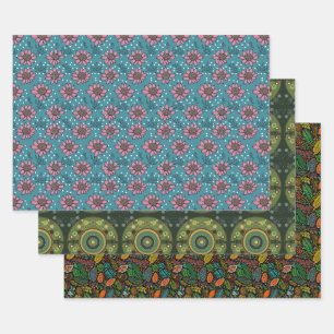 Set des flachen Blattes (3) Geschenkpapier Set