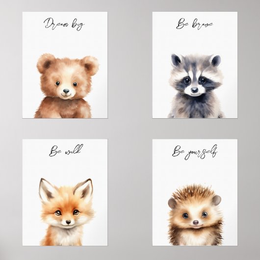 Set des Kinderzimmers "Woodland Animal Portret" (Vorderseite)