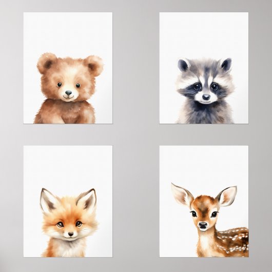 Set des Kinderzimmers "Woodland Animal Portret" (Vorderseite)