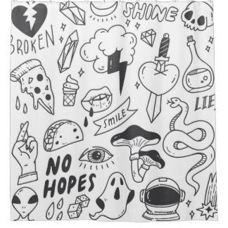 Set des niedlichen Graffiti-Doodles Duschvorhang