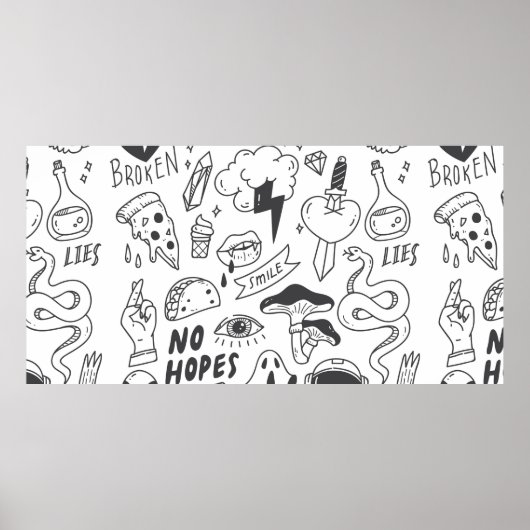 Set des niedlichen Graffiti-Doodles Poster (Vorne)