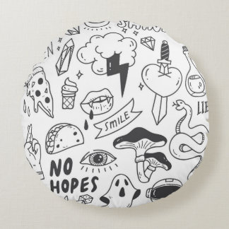 Set des niedlichen Graffiti-Doodles Rundes Kissen