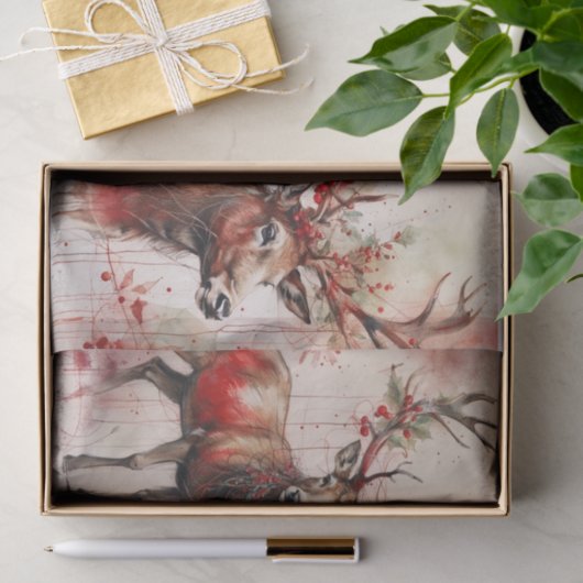 Set des Rentier-Dekoupage-Papiers Seidenpapier (Geschenk)