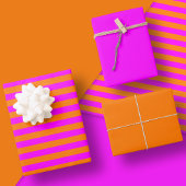 Set des rosa und orangen Streifenmusters Geschenkpapier Set