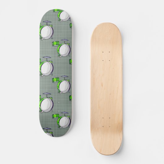 Set des Trommeles; Neongrüne Trommeln Skateboard (Vorderseite)