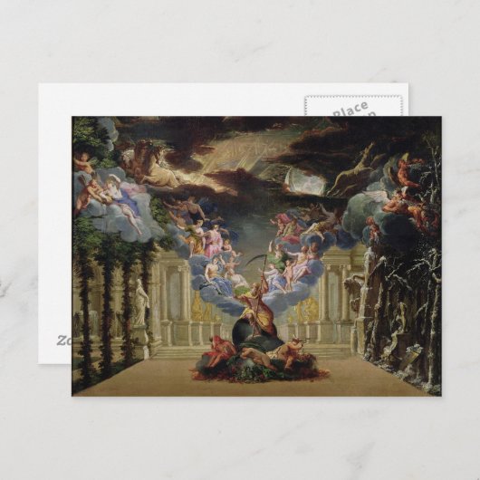 Set-Design für 'Atys' von Jean-Baptiste Lully Postkarte (Vorne/Hinten)