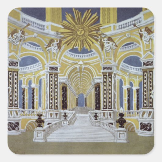 Set-Design für 'The Magic Flute' Quadratischer Aufkleber (Vorderseite)