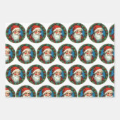 Set-DOTS, SANTA, RED STRIPES Geschenkpapier Set (Vorderseite)