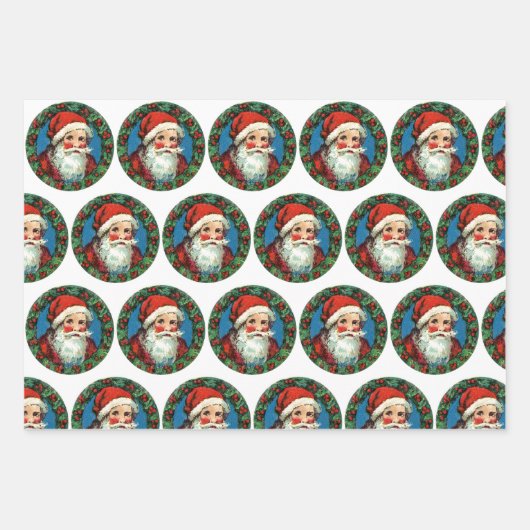 Set-DOTS, SANTA, RED STRIPES Geschenkpapier Set (Vorderseite)