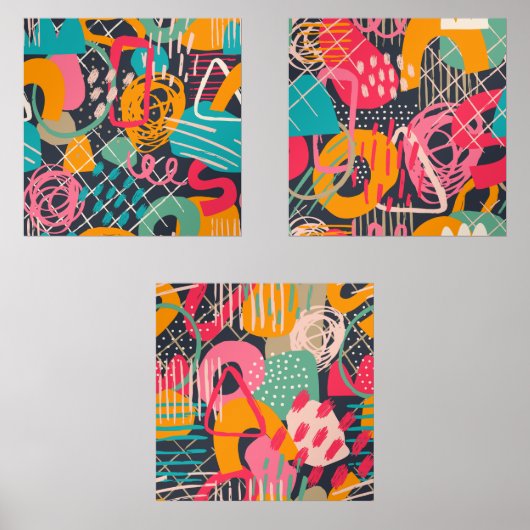 Set Drei bunte Graffiti-Kunst (Vorderseite)