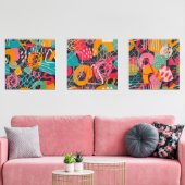 Set Drei bunte Graffiti-Kunst (Wohnzimmer)