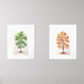 Set Eichenbaum mit grünen Blätter und Fallfolien (Vorderseite)