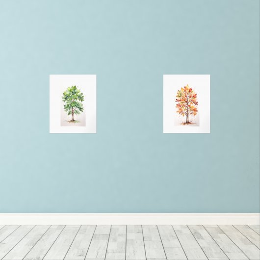 Set Eichenbaum mit grünen Blätter und Fallfolien (Holzboden)