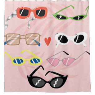 Set einer trendigen Sonnenbrille im Cartoon-Stil Duschvorhang