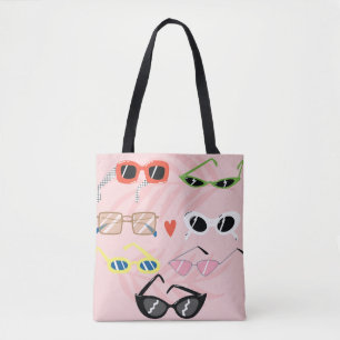 Set einer trendigen Sonnenbrille im Cartoon-Stil Tasche