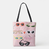 Set einer trendigen Sonnenbrille im Cartoon-Stil Tasche (Rückseite)