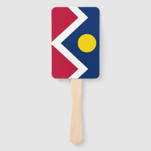 Set eines Handfans mit der Flagge von Denver City, Fächer