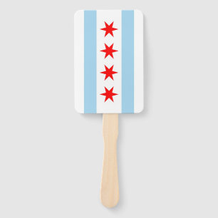 Set eines Handfans mit Flagge von Chicago City, US Fächer