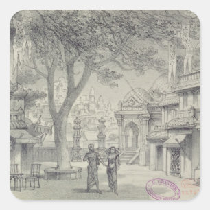 Set-Entwurf für Tat II der Oper 'Lakme Quadratischer Aufkleber