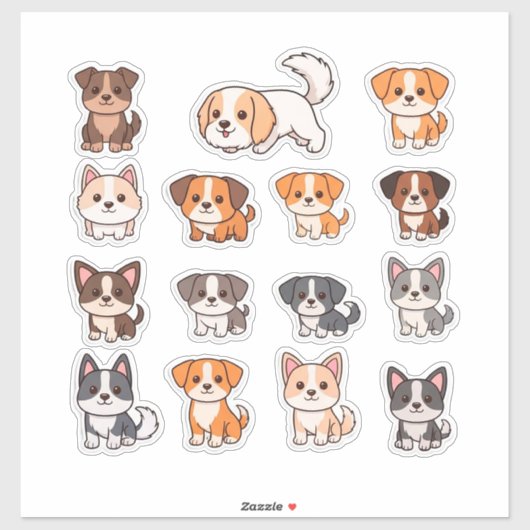 Set entzückender Hunde Aufkleber (Blatt)