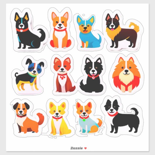 Set entzückender Hunde Aufkleber (Blatt)