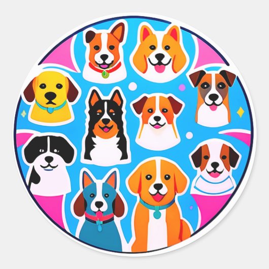 Set entzückender Hunde Runder Aufkleber (Vorderseite)
