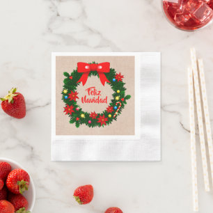 Set Feliz Navidad Frohe Weihnachts-Wraath-Cocktail Serviette