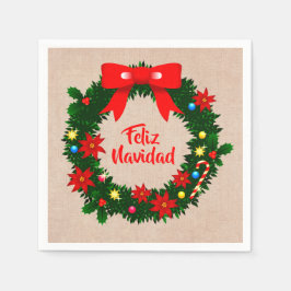 Set Feliz Navidad Frohe Weihnachts-Wraath-Cocktail Serviette