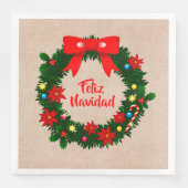 Set Feliz Navidad Frohe Weihnachtsfeier Abendessen Serviette (Vorderseite)