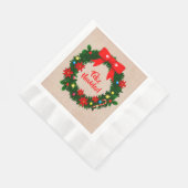 Set Feliz Navidad Merry Christmas Wreath Luncheon Serviette (Ecke)