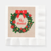 Set Feliz Navidad Merry Christmas Wreath Luncheon Serviette (Vorderseite)