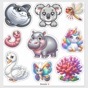 Set für 3D-Tierwonderland-Sticker Aufkleber