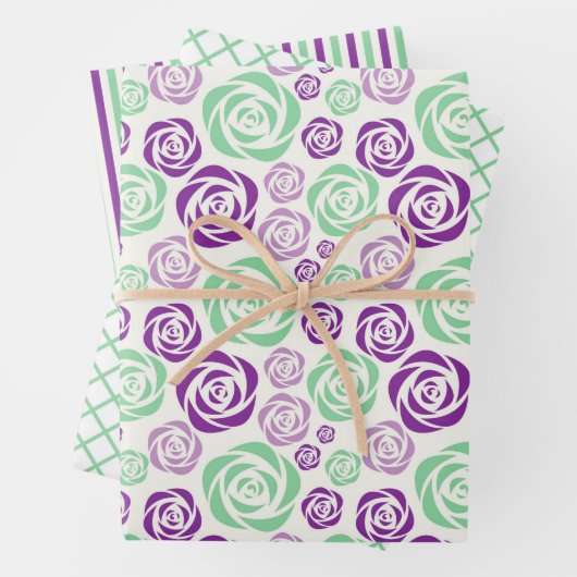 Set für Blumenzwiebelgrün und Lavendel Geschenkpapier Set (Beispiel)