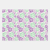 Set für Blumenzwiebelgrün und Lavendel Geschenkpapier Set (Vorderseite)