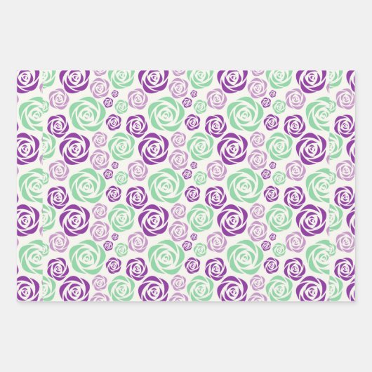 Set für Blumenzwiebelgrün und Lavendel Geschenkpapier Set (Vorderseite)