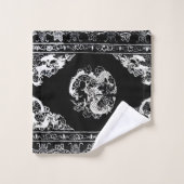 Set für das Badehandtuch in Schwarz und Weiß (Waschlappen)