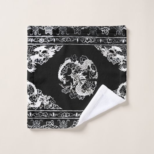 Set für das Badehandtuch in Schwarz und Weiß (Waschlappen)