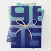 Set für das benutzerdefinierte Jahr mit blauen, gl Geschenkpapier Set (Beispiel)