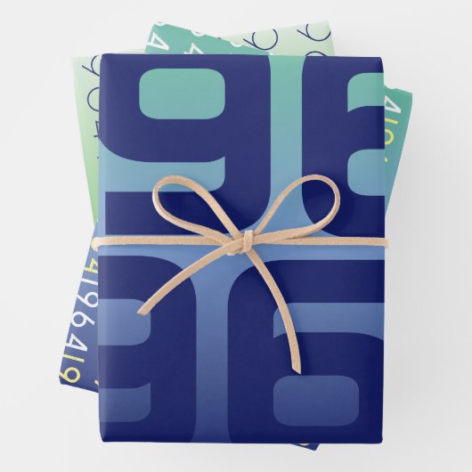 Set für das benutzerdefinierte Jahr mit blauen, gl Geschenkpapier Set (Beispiel)