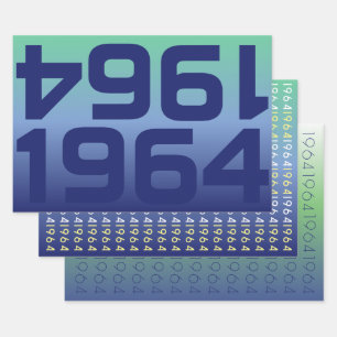 Set für das benutzerdefinierte Jahr mit blauen, gl Geschenkpapier Set