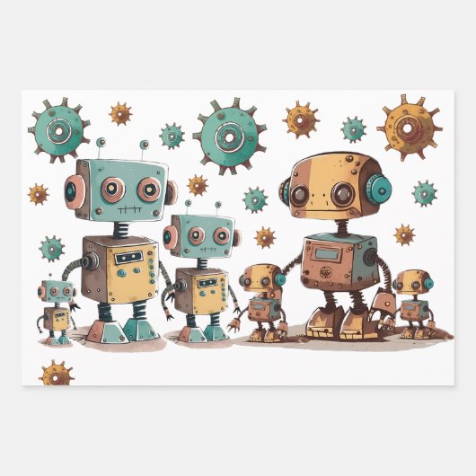 Set für das Flachpapier "Robot Wrapping Paper" von Geschenkpapier Set (Vorderseite 2)
