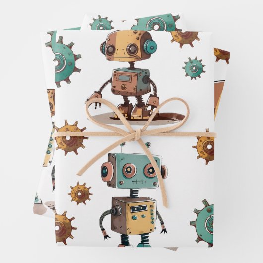 Set für das Flachpapier "Robot Wrapping Paper" von Geschenkpapier Set (Beispiel)