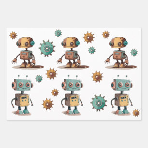 Set für das Flachpapier "Robot Wrapping Paper" von Geschenkpapier Set