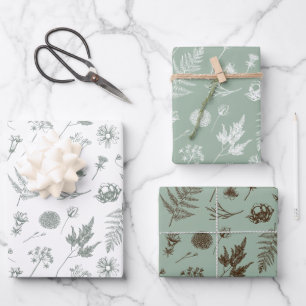 Set für das grüne botanische Verpackungspapier Geschenkpapier Set