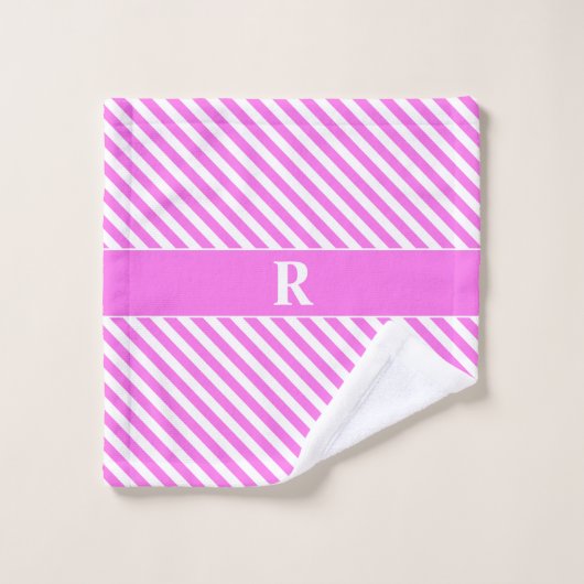 Set für das Handtuch in Rosa/Weiß Streifen (Waschlappen)