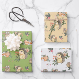 Set für das Watercolor Woodland Animal Gift Wrappi Geschenkpapier Set