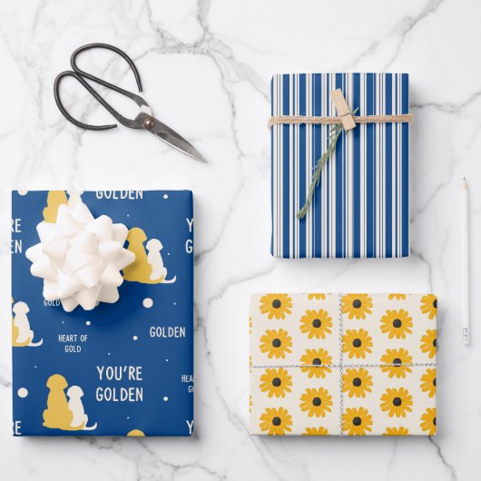 Set für das Wrapping von goldener Liebe (3) Geschenkpapier Set (Vorderseite)