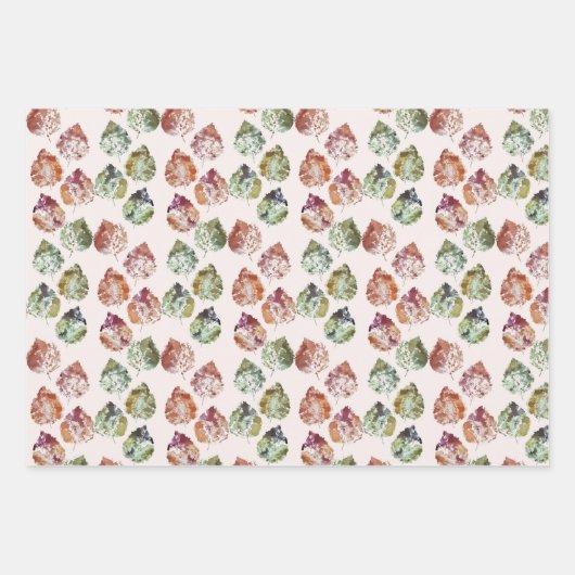 Set für das Wrapping von Papier aus 3 Herbstblätte (Vorderseite)